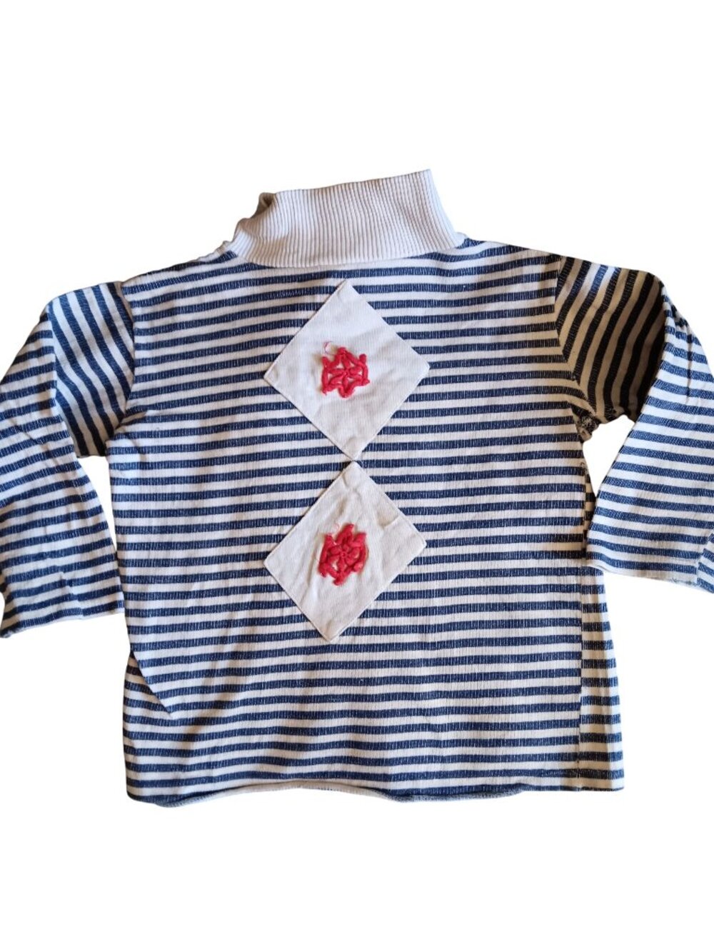 True Vintage Top Girls 8 1950's Scout-Tex Striped Turtleneck Gym Cotton Distress